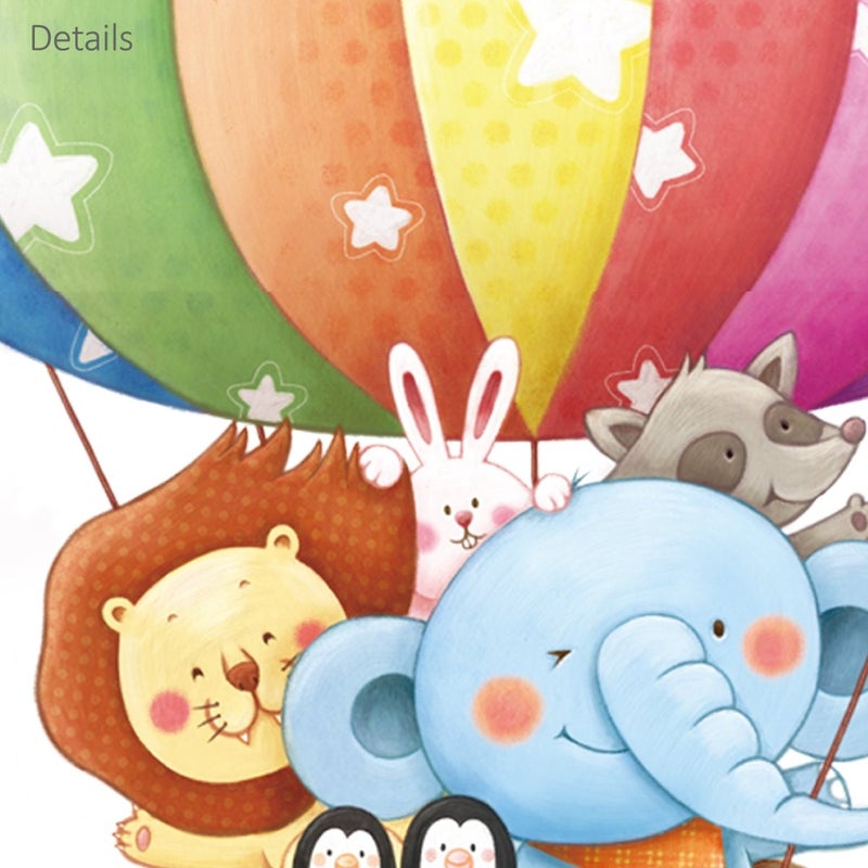 DECOWALL BS-1606 Animal Hot Air Balloon Height Growth Chart Kids Wall Stickers Wall Decals Peel and Stick Removable Wall Stickers for Kids Nursery Bedroom Living Room d?cor - Image 4